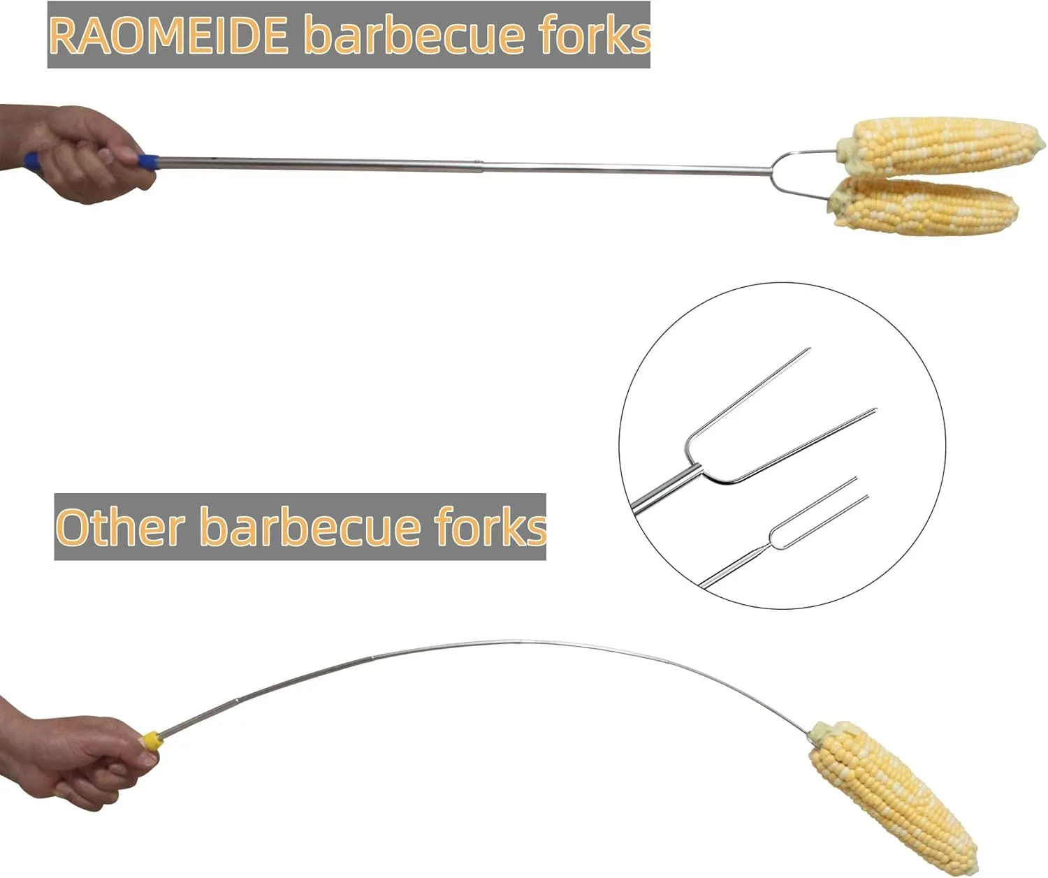 32" Heavy Duty Hot Dog Roasting Sticks for Campfire, Smores Sticks for Fire Pit Long, Marshmallows Skewers (6 Pack)