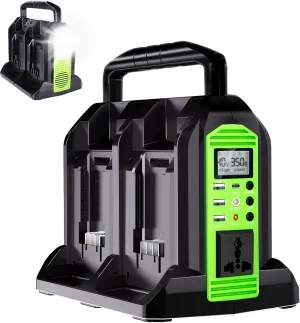 350W Power Inverter for Greenworks 40V Li-ion Batteries,4-Port Supply Inverter Generators Converter DC 40V to AC110V ~120V with LED Light,3 USB-A,1 Type-C,1DC Port, for Outdoor Travel Camping