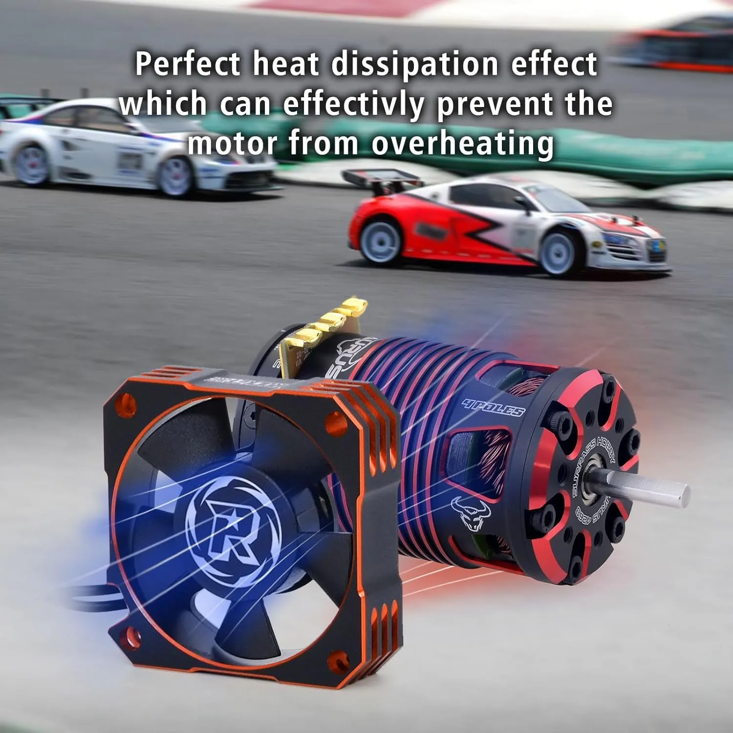 35mm RC Motor Cooling Fan,21000RPM ESC Heatsink for 1/10 1/12 1/8 RC Car 3650,3660,3670 Brushless Motor (Black Orange)