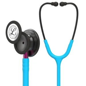 3M Littmann Classic III Monitoring Stethoscope, 5872, More Than 2X as Loud, Weighs Less, Stainless Steel Smoke-Finish Chestpiece, 27' Turquoise Tube, Pink Stem, and Smoke Headset