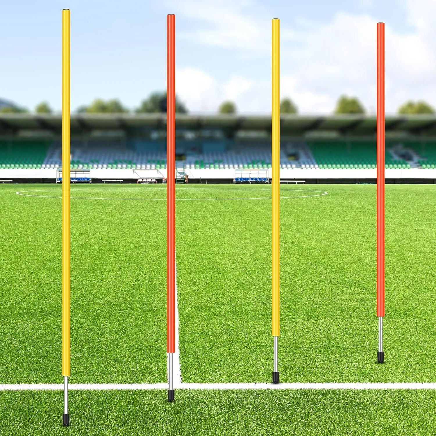 4 Pcs Training Agility Poles 5ft Adjustable Soccer Training Poles Soccer Training Sticks Sports Speed and Agility Training Equipment for Football Sport Soccer Speed Training