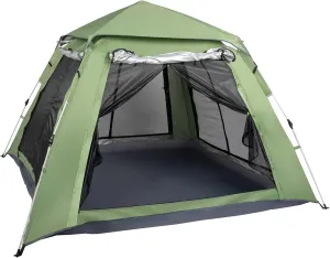 4 Person Family Camping Tent, Spring Quick Open, 240 * 240 * 150cm, Green