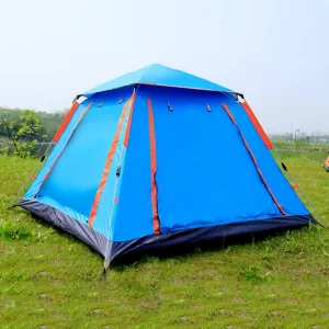 4 Person Tents Camping Tent Outdoor Tent Waterproof Foldable Tent with Moisture Pad 10D Waterproof Fabric,Family Party Tent for Grass, Beach, Park, Blue