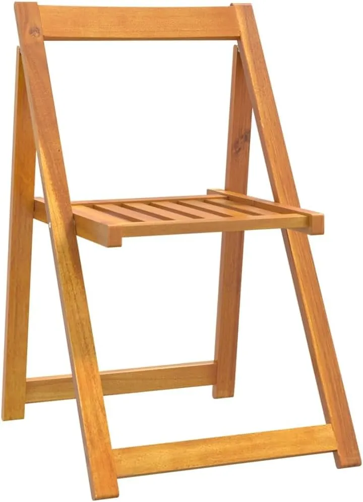4-Piece Solid Acacia Wood Folding Patio Chairs Outdoor Furniture Set, Foldable Garden Chairs for Patio Poolside Camping Beach, Natural Wooden Frame with Oil Finish (18.5"x20.3"x29.5")