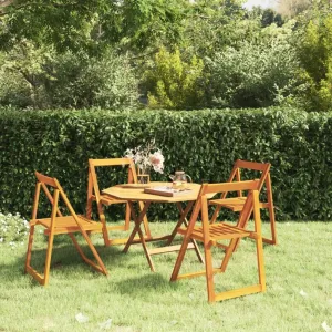4-Piece Solid Acacia Wood Folding Patio Chairs Outdoor Furniture Set, Foldable Garden Chairs for Patio Poolside Camping Beach, Natural Wooden Frame with Oil Finish (18.5"x20.3"x29.5")