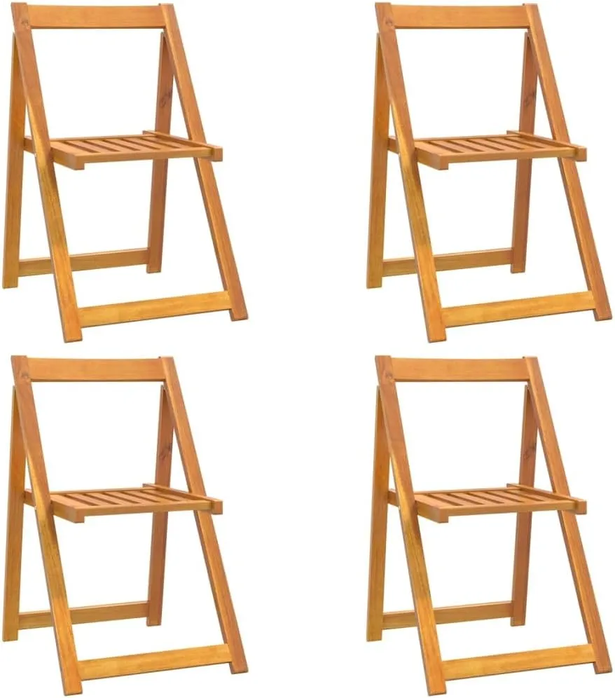 4-Piece Solid Acacia Wood Folding Patio Chairs Outdoor Furniture Set, Foldable Garden Chairs for Patio Poolside Camping Beach, Natural Wooden Frame with Oil Finish (18.5"x20.3"x29.5")