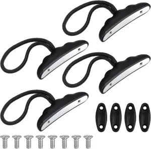 4 Pieces Kayak Handles Kit Canoe Carry Handle Pull Handle T Handle with Cord and Pad Eyes Screws for Kayak Emotion Kayaks Luggage Kayak Replacement Installation Kit