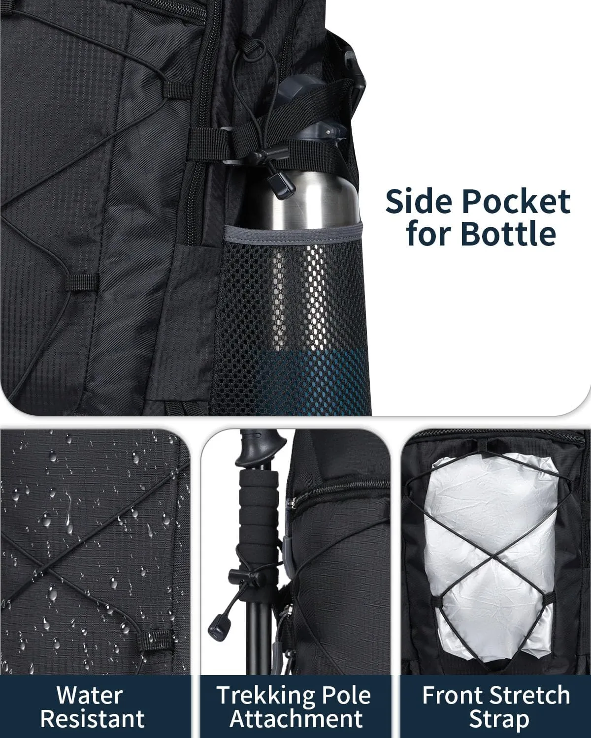 40L Hiking Backpack Lightweight Water Resistant Camping Outdoor Sport Trekking Travel Daypack for Men Women（Black A）