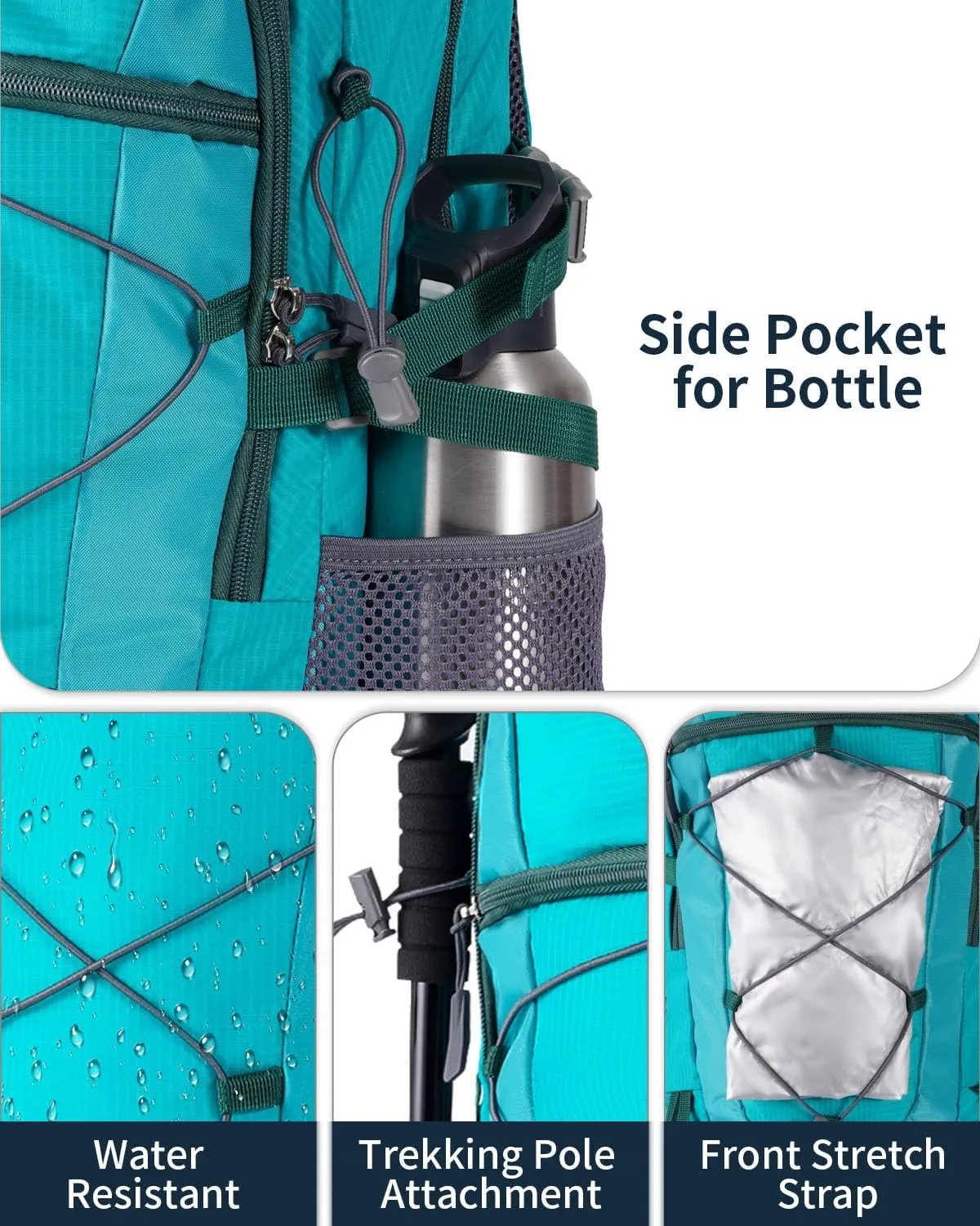 40L Hiking Backpack Lightweight Water Resistant Camping Outdoor Sport Trekking Travel Daypack for Men Women（Lake Blue A）
