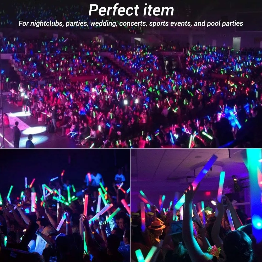45 pcs Glow Sticks Bulk,Foam Glow Sticks 3 Flashing Modes for Wedding Glow in The Dark Party Supplies, Light up Wand for Birthday, Outdoor Camping, Raves