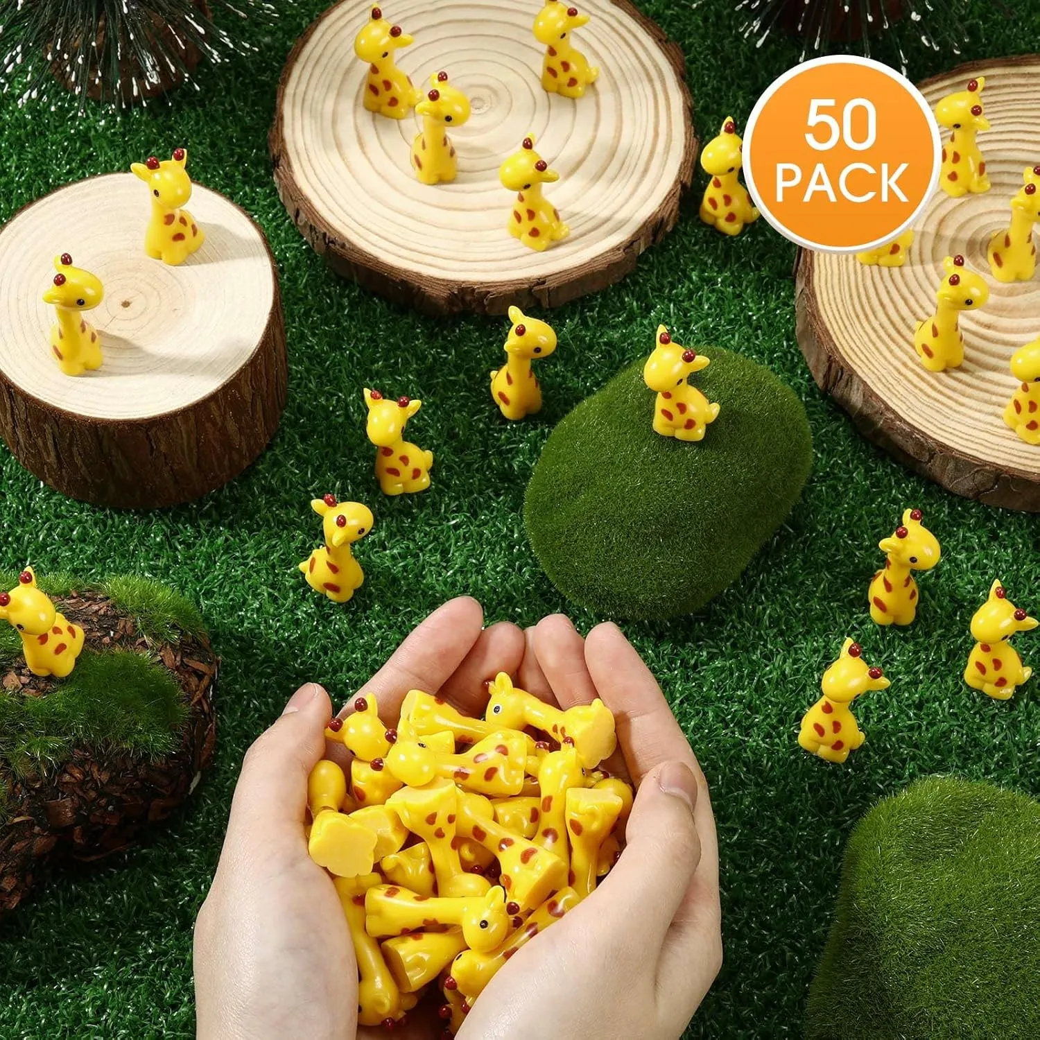 50 Pcs Mini Resin Giraffe Tiny Giraffe Resin Ornaments for Garden Home Decoration Zoo Animal Micro Landscape Ornaments Kit Fairy Dollhouse Accessories (Delicate)