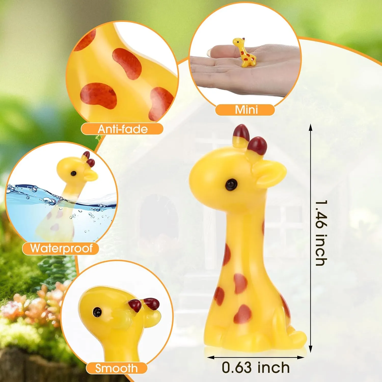 50 Pcs Mini Resin Giraffe Tiny Giraffe Resin Ornaments for Garden Home Decoration Zoo Animal Micro Landscape Ornaments Kit Fairy Dollhouse Accessories (Delicate)