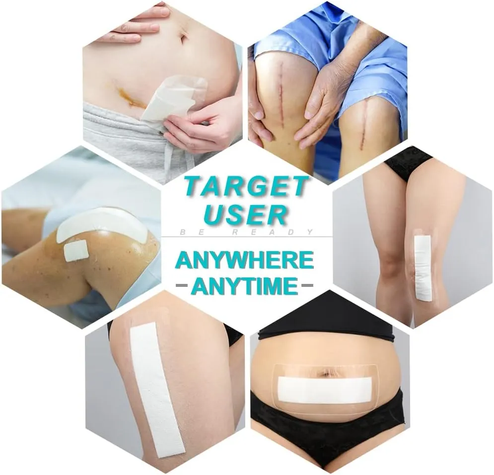 50 Pcs Waterproof Shower Protector Bandage 4"x10" for Post Knee Replacement Hip Surgery Long Surgical Incision Larger Wounds Cover C-Section Transparent Film Clear Adhesive Dressing Bath Patch