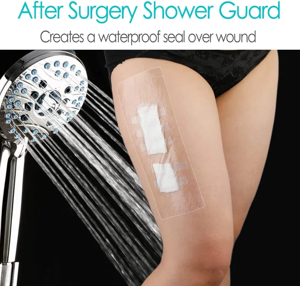 50 Pcs Waterproof Shower Protector Bandage 4"x10" for Post Knee Replacement Hip Surgery Long Surgical Incision Larger Wounds Cover C-Section Transparent Film Clear Adhesive Dressing Bath Patch