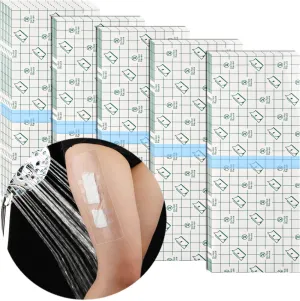 50 Pcs Waterproof Shower Protector Bandage 4"x10" for Post Knee Replacement Hip Surgery Long Surgical Incision Larger Wounds Cover C-Section Transparent Film Clear Adhesive Dressing Bath Patch