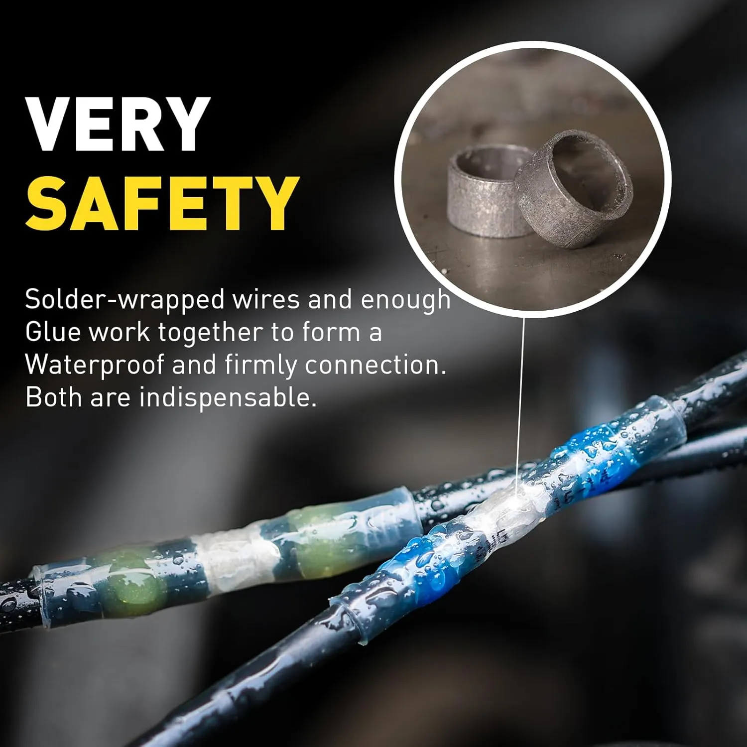 500PCS Blue Solder Seal Wire Connectors AWG16-14,haisstronica Marine Grade Waterproof Solder Wire Connectors,Heat Shrink Butt Connectors,Insulated Butt Splice Electrical Connectors