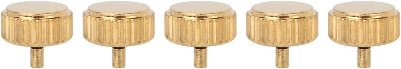5pcs Golden Steel Watch Crown Parts, Sturdy Watch Heads for Quartz Mechanical Watches, Professional Repair Accessory, Lightweight and Easy to Carry