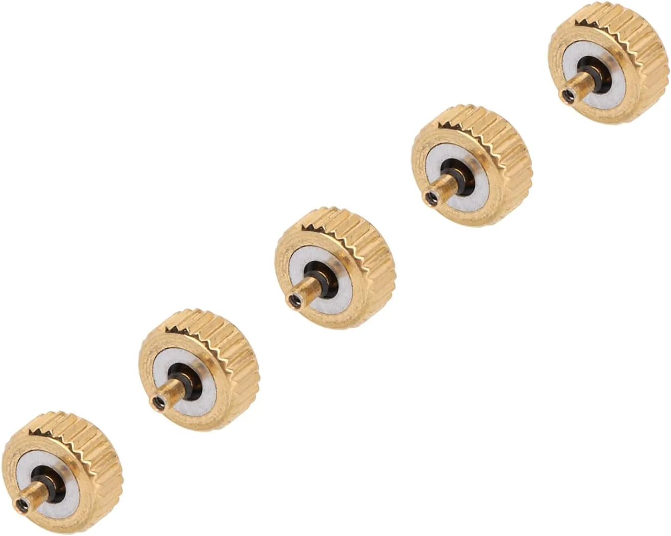 5pcs Golden Steel Watch Crown Parts, Sturdy Watch Heads for Quartz Mechanical Watches, Professional Repair Accessory, Lightweight and Easy to Carry