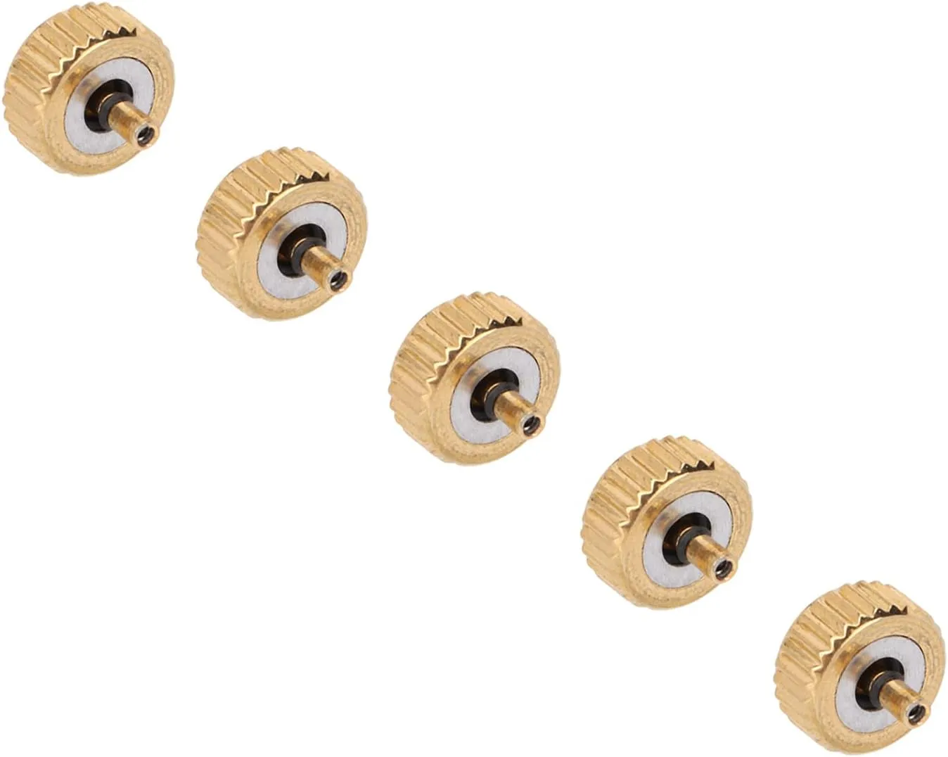 5pcs Golden Steel Watch Crown Parts, Sturdy Watch Heads for Quartz Mechanical Watches, Professional Repair Accessory, Lightweight and Easy to Carry