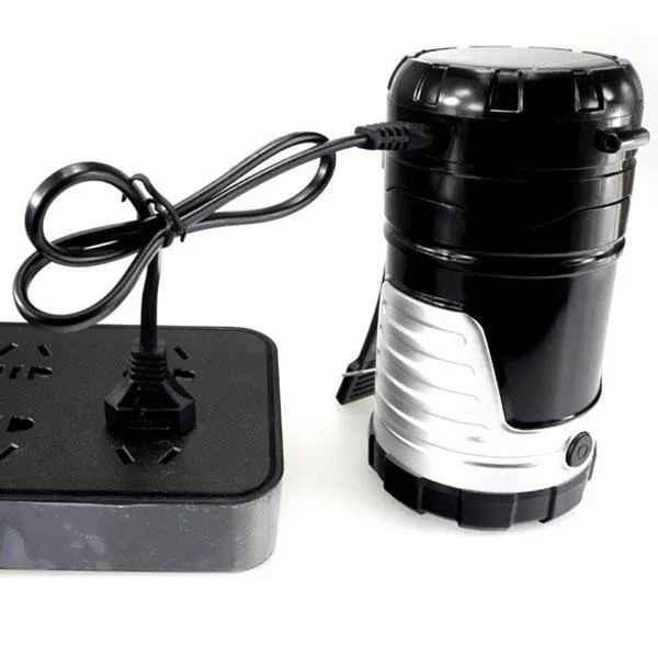 5W 600LM 6-LED 2 Modes Solar Power Flashlight Outdoor Camping Black