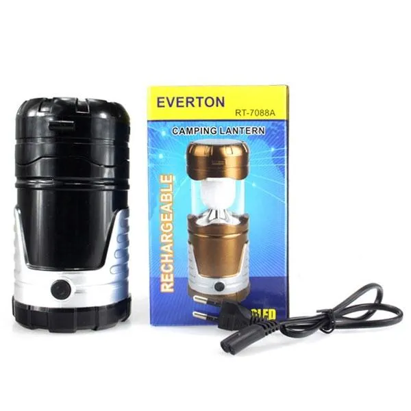 5W 600LM 6-LED 2 Modes Solar Power Flashlight Outdoor Camping Black