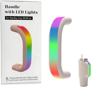 6 Colors LED Light-Up Tumbler Handle for Stanley 40oz/30oz Cups | Rechargeable Waterproof Handle Accessory for Outdoor, Camping,Parties,Home | Gift for Stanley Cup Lovers