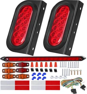 6 Inch Oval Led Trailer Lights Kit with Mounting Bracket, Sealed Submersible Stop Brake Trailer Tail Light Kit, Lights Bar and Wiring Harness for Boat RV Truck