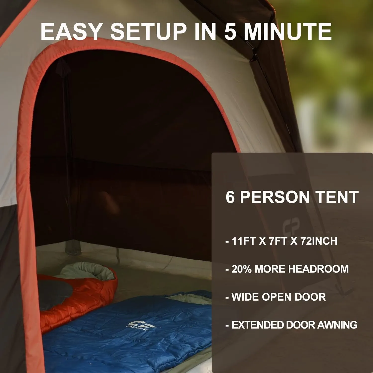 6-Person Waterproof  Cabin Tent