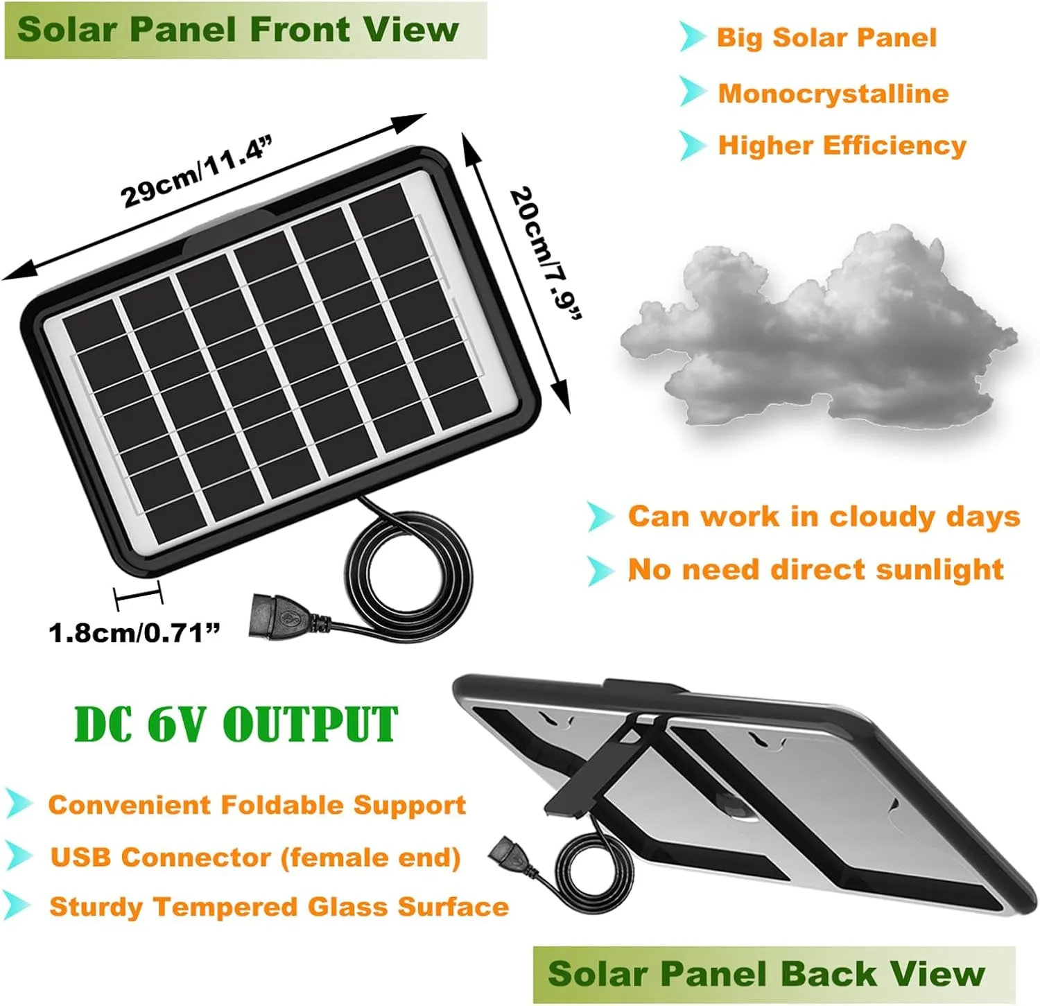 8 Inch Solar Powered Fan with Big Solar Panel 18W, Cloudy Days Working Solar Fan for Ventilation and Cooling in Greenhouse, Attic, Pet House, Chicken Coop, Garage, Camping, Install-free