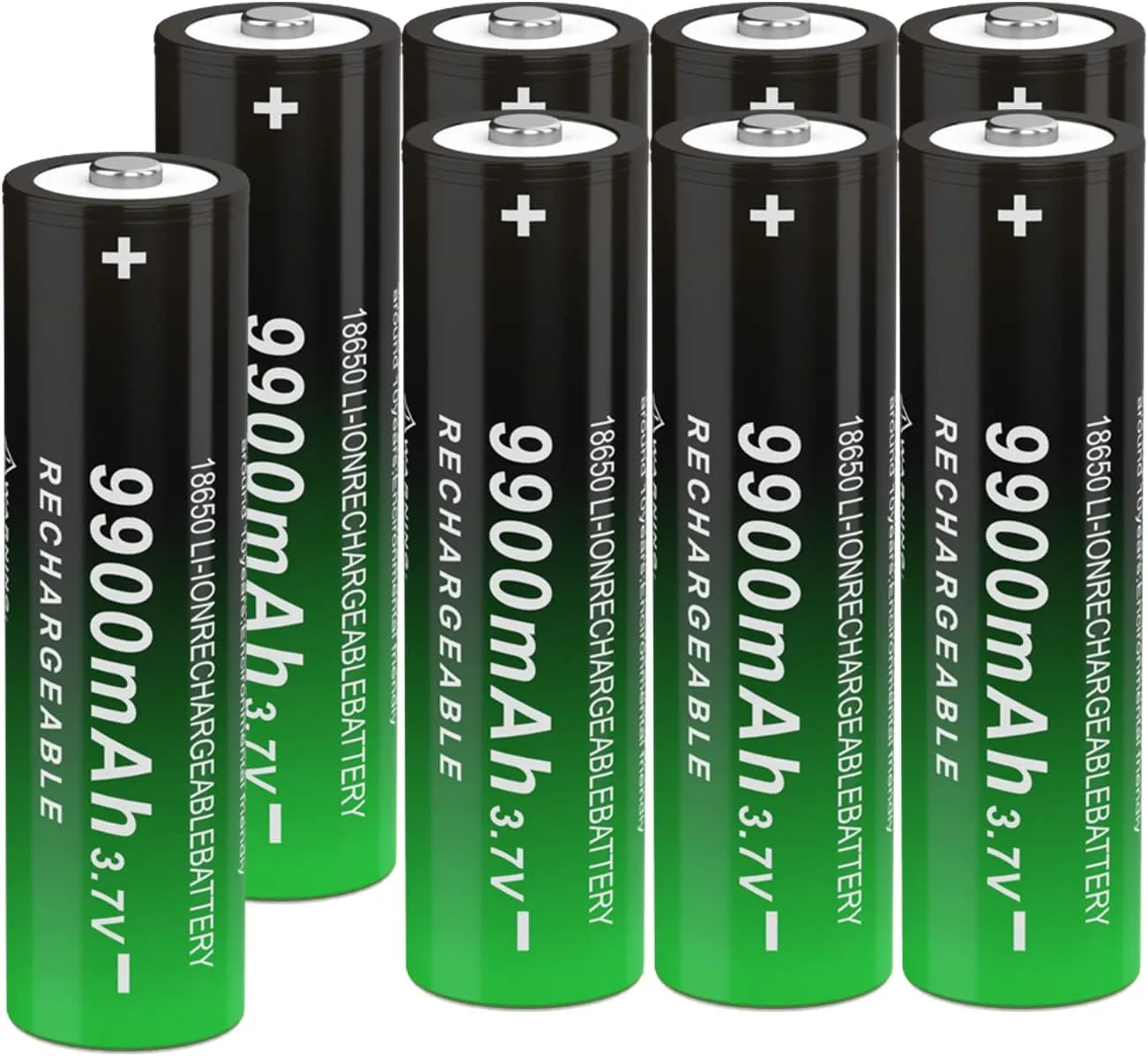 8Pack 18650 3.7volt Rechargeable Battery 18650 9900mah 18650 Rechargeable Battery Button top for flashlights and Headlight,etc (8pack, 3.7v)