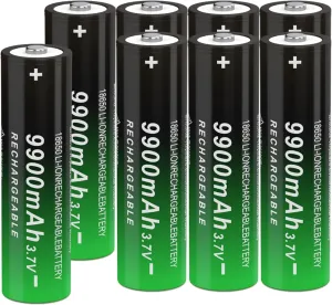 8Pack 18650 3.7volt Rechargeable Battery 18650 9900mah 18650 Rechargeable Battery Button top for flashlights and Headlight,etc (8pack, 3.7v)
