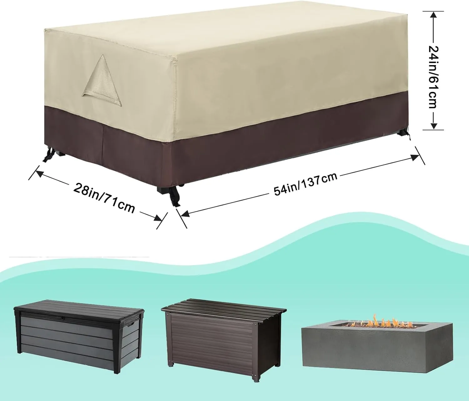 ABCCANOPY Patio Deck Box Cover Waterproof And Dustproof Winter Protection Outdoor Storage Box Cover Universal Furniture Cover 54x28x24 Beige Brown