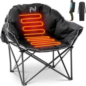 ABORON Portable Folding Heated Camping Chair, Three Level Adjustable, Oversized and Heavy Duty, Support Up to 500 lbs, Ideal for Outdoor Adventures