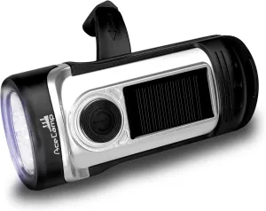 AceCamp Flashlight Hand Crank Solar Powered, IPX6 Emergency Flashlight, Outdoor Rescue, Camping, Hiking