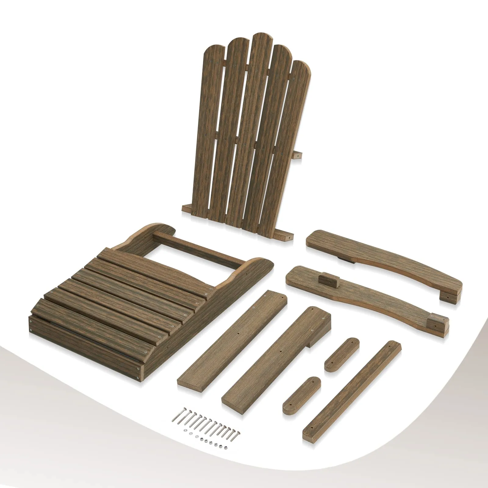 ACUEL Folding Adirondack Chair, Poly Lumber Fire Pit Chair, Durable All-Weather Patio Chairs for Garden, 350 Lbs Support Oversized Adirondack Chair (Bright Brown, 1 pc)