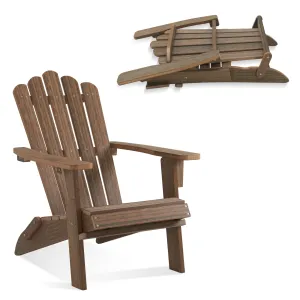 ACUEL Folding Adirondack Chair, Poly Lumber Fire Pit Chair, Durable All-Weather Patio Chairs for Garden, 350 Lbs Support Oversized Adirondack Chair (Bright Brown, 1 pc)