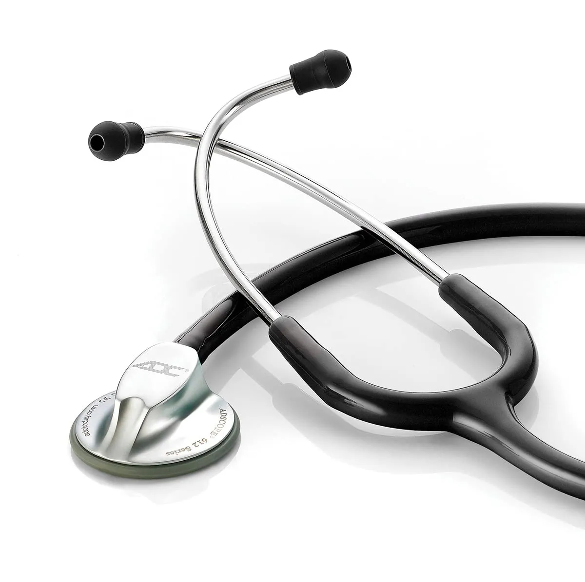 ADC Adscope Lite 612 Lightweight Platinum Clinician Stethoscope with Tunable AFD Technology, 30.5 inch Length, Black