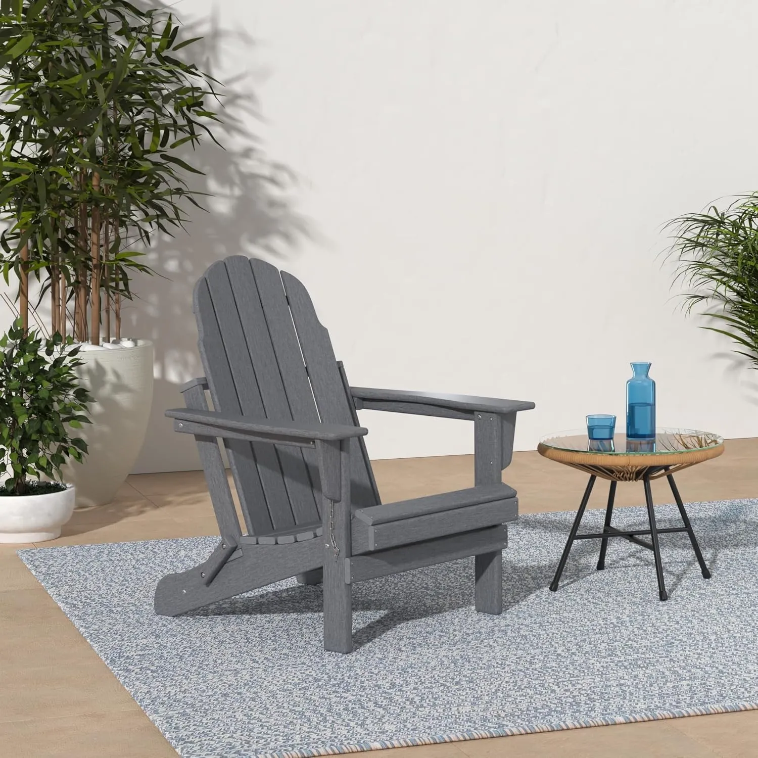 Adirondack Chairs, HDPE All-Weather Adirondack Chair, Fire Pit Chairs (Folding, Grey)