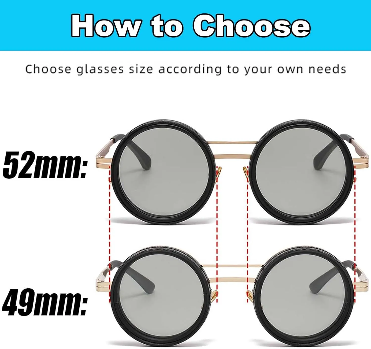 Adjustable Sunglasses, 1-9 Gears Adjustable Rounded Tint Sunglasses, Polarized Glasses with Nd Filter Lenses for Men(2*Black,49mm)