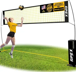 Adjustable Volleyball Training Net – 12' Wide, Adjustable Height 7.4' to 8' – Includes Ground Stakes, Carry Bag – Indoor & Outdoor Use, Designed by Pro Athletes for Peak Performance