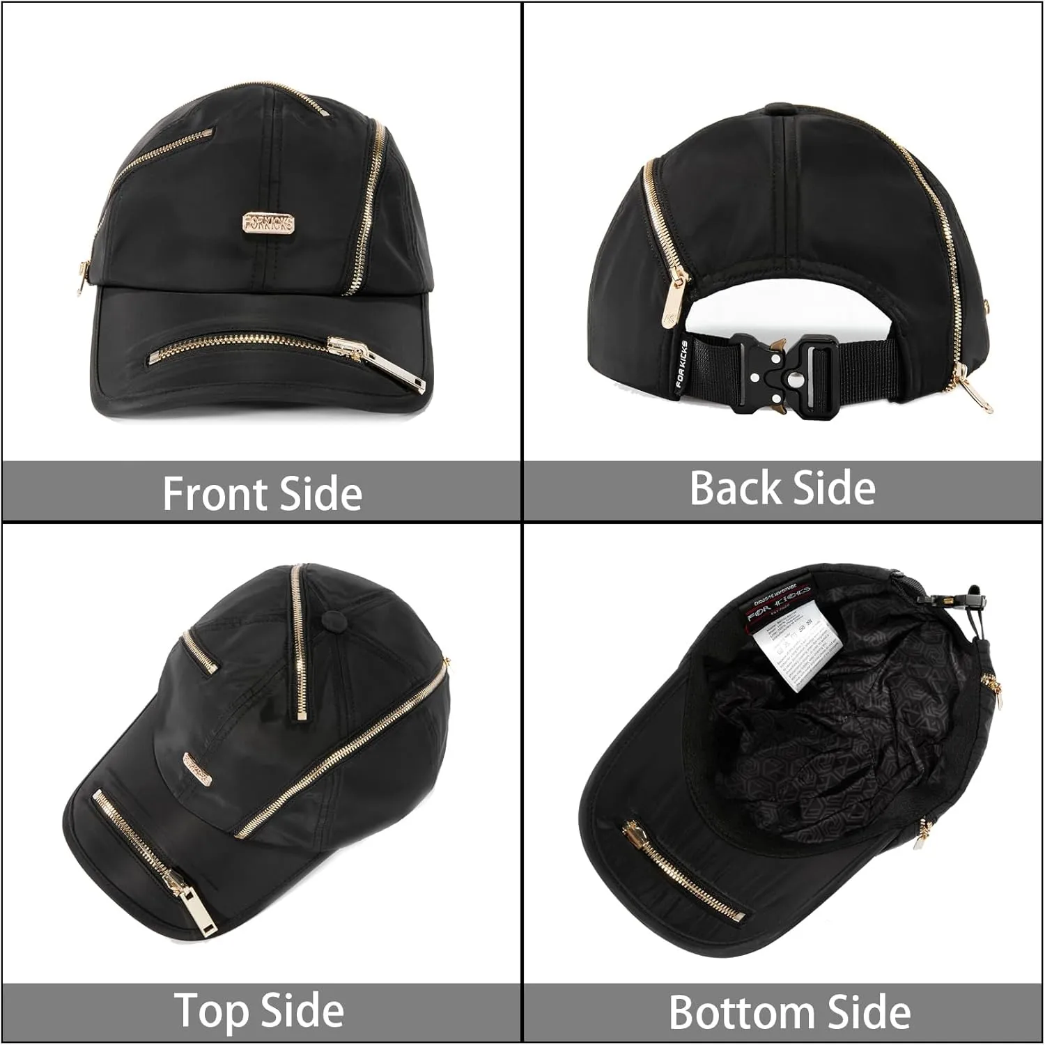 Adjustable Zipper Baseball Cap - Lightweight Streetwear Hip Hop Hat, Unique Pocket Design for Men & Women