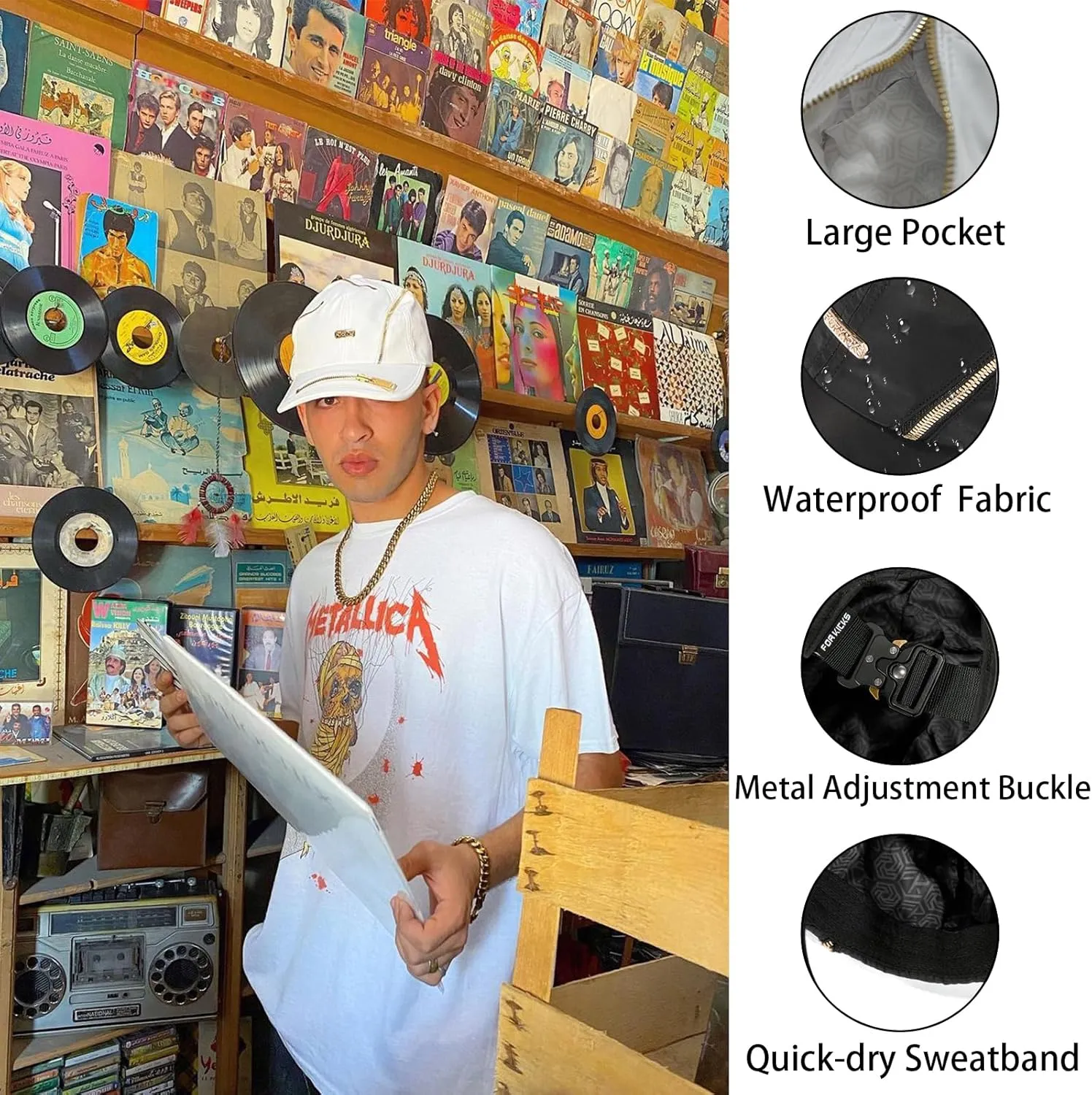 Adjustable Zipper Baseball Cap - Lightweight Streetwear Hip Hop Hat, Unique Pocket Design for Men & Women