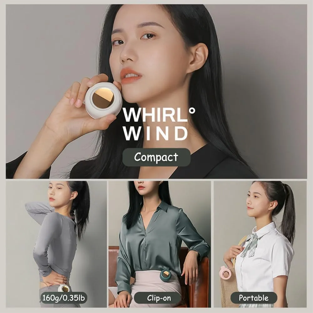 Aerio Clip on Fan for Shirt, Silent Portable Mini Bladeless Fan Clip On, 2025 New Personal Small Portable Waist Clip On, 3-Speed Adjustable Rechargeable for Travel, Office (2*White)