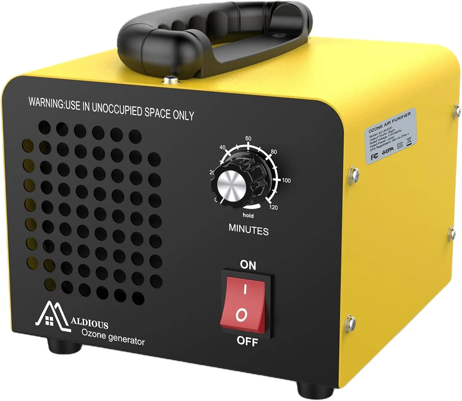 ALDIOUS High Capacity Industrial Ozone Generator - 20,000mg/h, Commercial Ozone Machine for Rooms, Smoke, Cars, and Pets