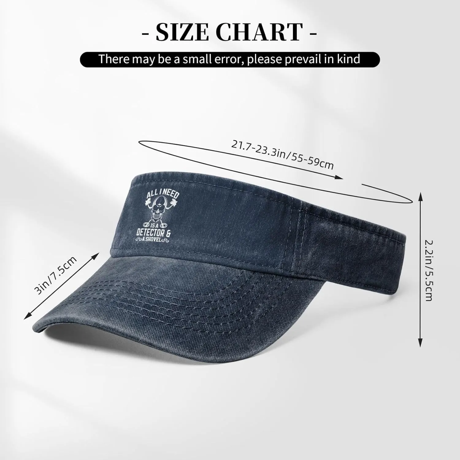 All I Need Detector A Shovel Sun Visor Hats for Women Men Adjustable Cotton Sun Hat Golf Cap