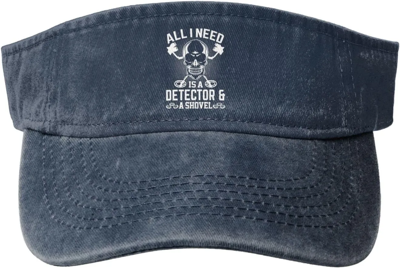 All I Need Detector A Shovel Sun Visor Hats for Women Men Adjustable Cotton Sun Hat Golf Cap