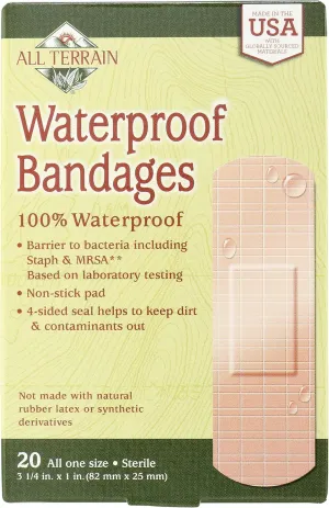 All Terrain Strong Strip Waterproof No Latex Bandage, 20 pcs Pack of 6