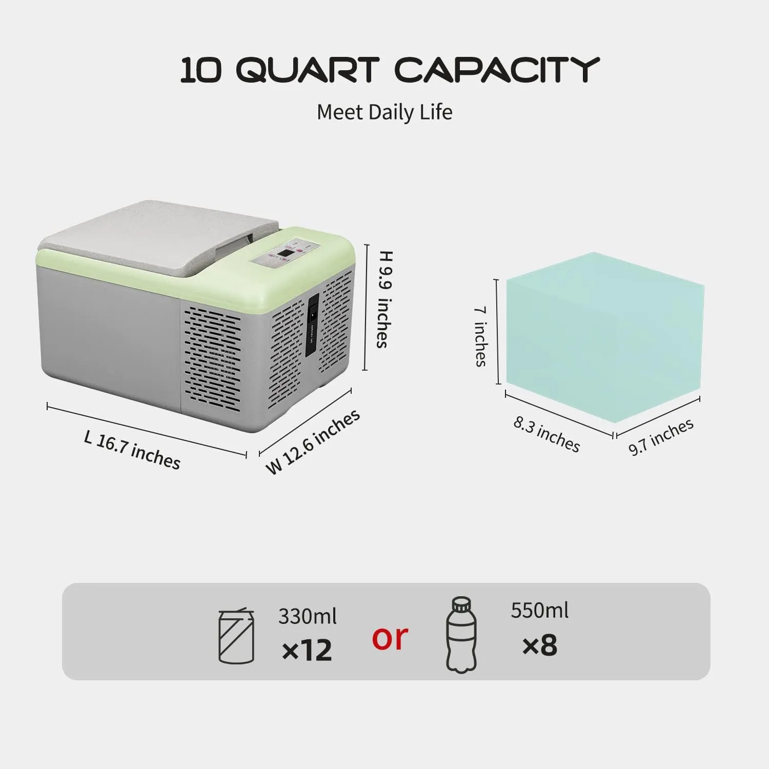 Alpicool C9PT Mini Portable Freezer, 12 Volt Car Refrigerator, 10 Quart Fast Cooling, with 12/24V DC and 100-240V AC for Outdoor, Camping, RV, Truck, Boat
