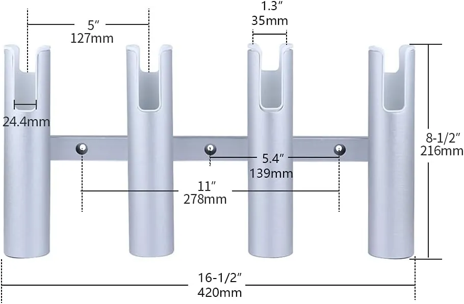 Aluminium Wall-Mounted Fishing Rod Holder for Boat, Garage & Marine - Holds Rods & Poles