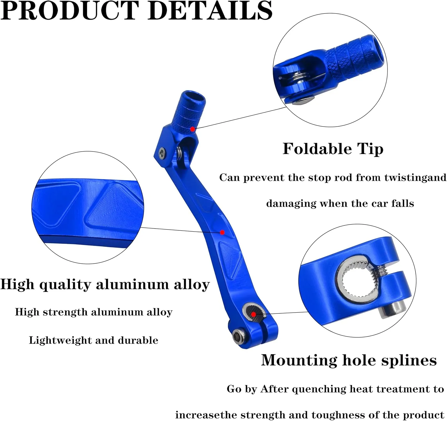 Aluminum Folding Shifter, CNC Metal Gear Shift Lever Universal Rustproof for ATV for Motorcycle for Pit Bikes (Blue)